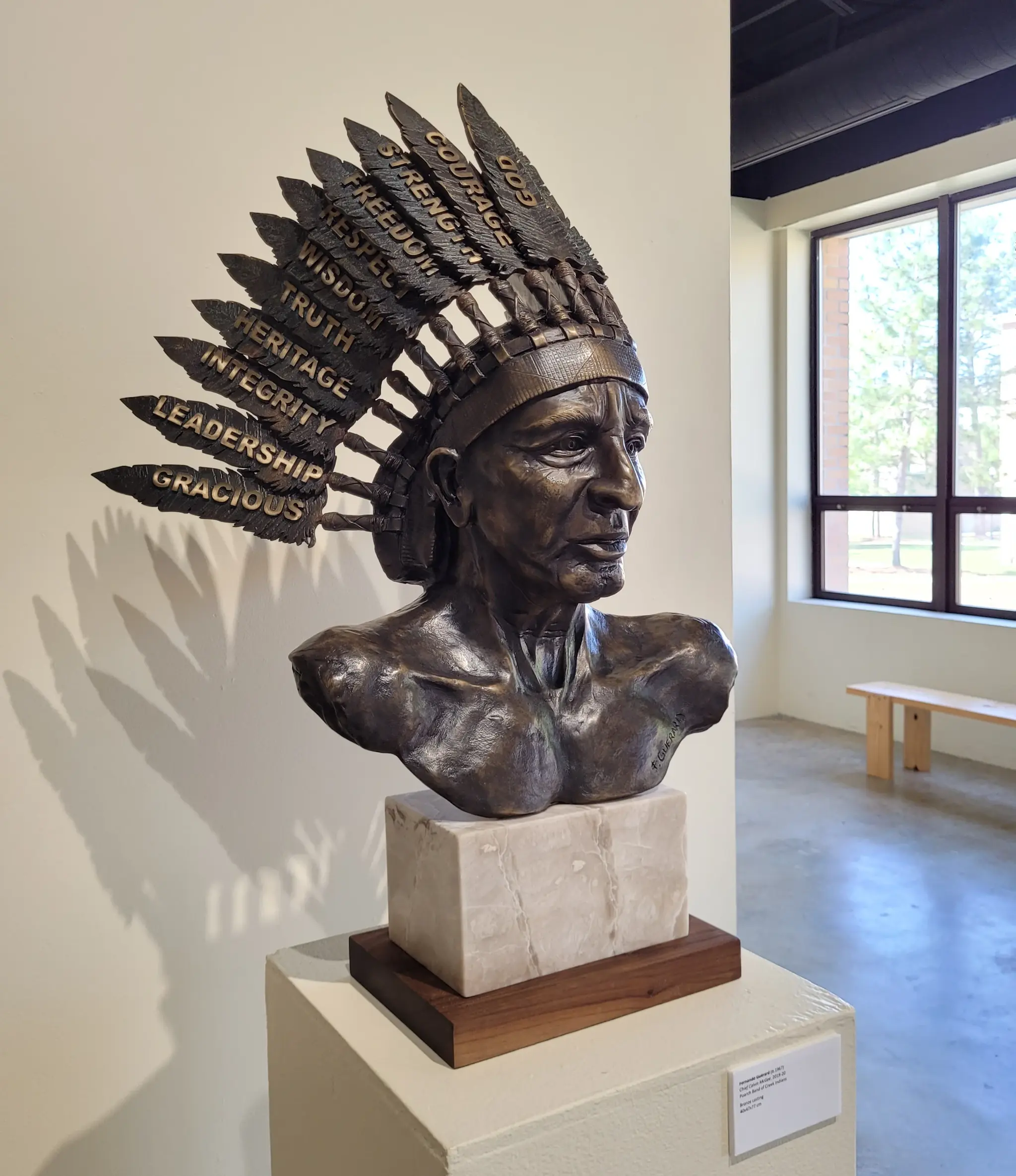 Chief Calvin W. McGhee mixed-media portrait bust by Fernando Guérard